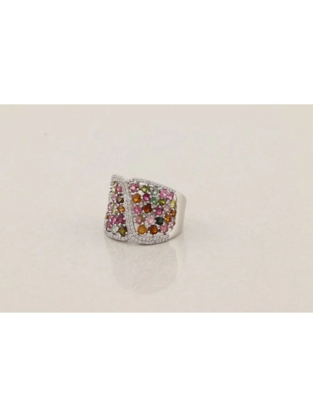 Sterling Silver Multi Color Tourmaline Ring Size 11
